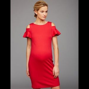 SOLD PIETRO BRUNELLI Cold Shoulder Red Dress La Maddalena Maternity Dress